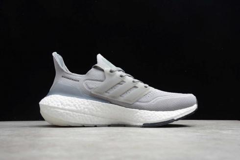 Adidas Ultra Boost 21 Cool Grey Cloud White Core Black Jogging Shoes FY0381