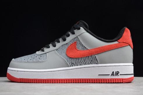 2019 Nike Air Force 1 Reflect Silver University Red Black White 488298 072