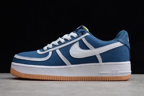 2019 Womens Nike Air Force 1'07 Premium Armory Navy White Barely Volt CI9349 400