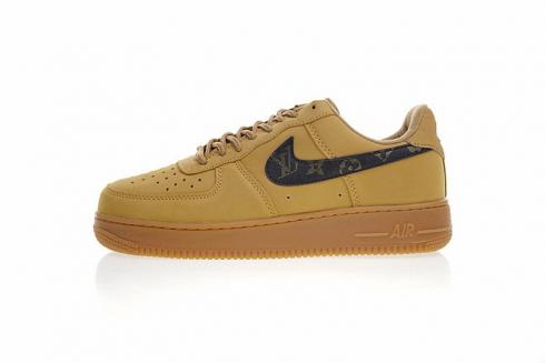 LV x Nike Air Force 1 Low Wheat Authentic Shoes 882096-201