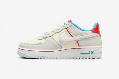 Nike Air Force 1 LV8 GS Holiday Cookies Pale Ivory Picante Red Baltic Blue FQ8350-110
