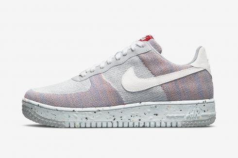 Nike Air Force 1 Low Crater Flyknit Wolf Grey Pure Platinum Gym Red DC4831-002