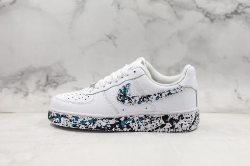Nike Air Force 1 Low Summit White Black Blue Shoes 315115-110