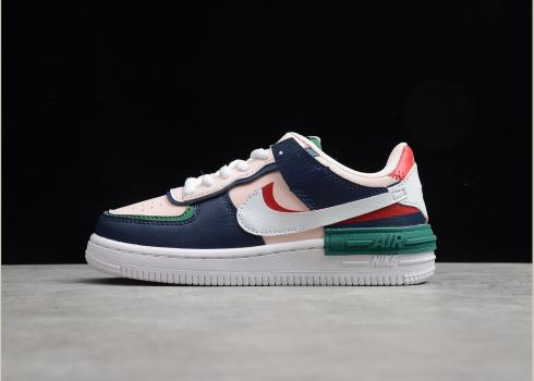 Nike Air Force 1 Shadow SE Midnight Navy Pink Red Green AQ4211-107  for Kid