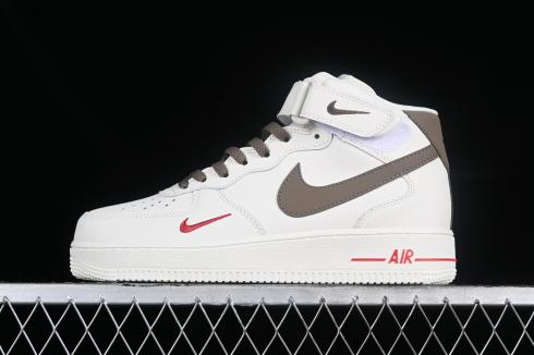 Nike Air Force 1 07 Mid Off White Dark Brown Red 808123-996