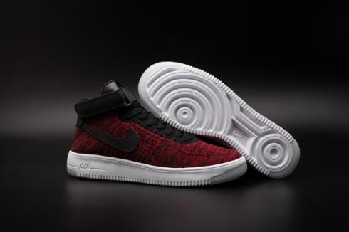 Nike Air Force 1 AF1 Ultra Flyknit Mid University Red Black White 817420-600