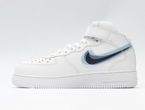Womens Nike Air Force 1 Mid White Blue Unisex Casual Shoes 596728-308