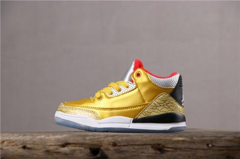 New Release Kids Air Jordan 3 Gold-Oscars Spike Lee Custom 136064-119