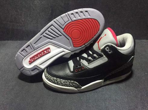 Nike Air Jordan III 3 Crack Gray Black Red Men Basketball Shoes Leather