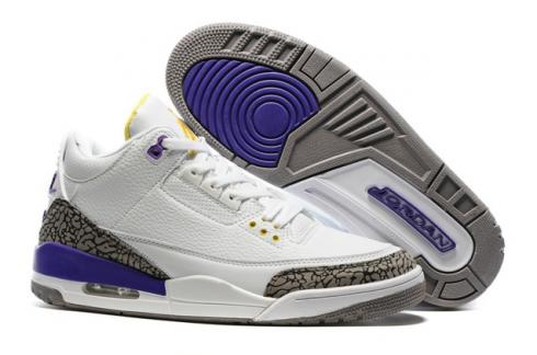 Nike Air Jordan III 3 Retro White Purple Yellow Black Cement Men Basketball Shoes 136064-115