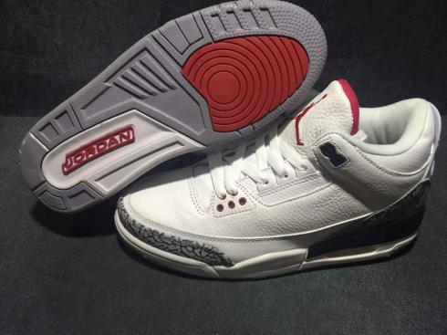 Nike Air Jordan III 3 White Crack Gray Red Men Basketball Shoes Leather