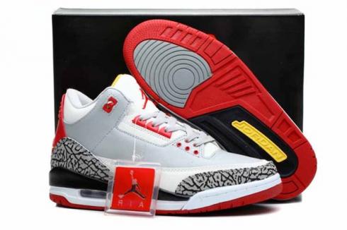 Nike Air Jordan III Retro 3 Men Shoes Grey White Red 136064