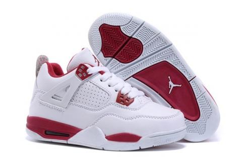 Nike Air Jordan 4 Retro Basketball White Black Gym Red Shoes 408452-106