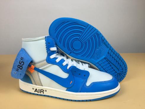 OFF WHITE x Nike Air Jordan 1 Powder Blue Men Basketball Shoes White Sky Blue