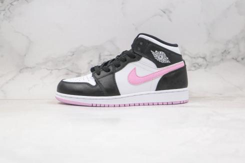 2020 Nike Air Jordan 1 Mid White Black Light Arctic Pink 555112-103