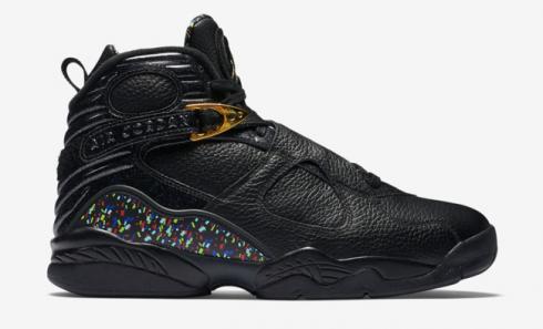 Nike Air Jordan 8 Confetti VIII Retro Champ Pack Men Shoes Black Gold 832821-004