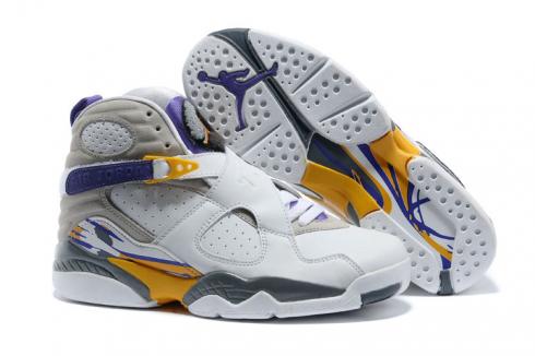 Nike Air Jordan Retro 8 VIII white yellow purple men women basketball Shoes
