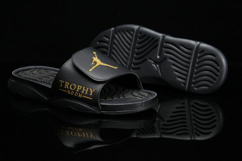Nike Jordan Hydro 6 jointly signed black gold men Sandal Slides Slippers 820257-136