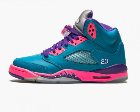 Air Jordan 5 Retro GS Teal Pink Purple Shoes 440892-307