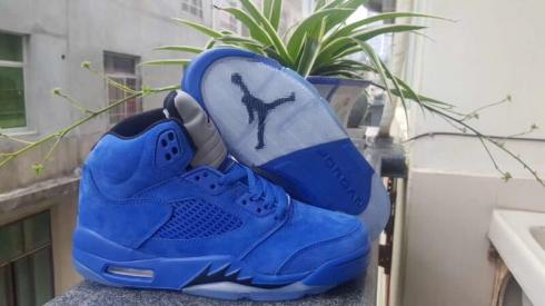 Nike Air Jordan V 5 Retro Kid Basketball Shoes Ocean Blue All Black