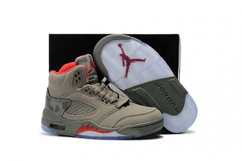 Nike Air Jordan V 5 Retro Kid Children Basketball Shoes Grey Red White