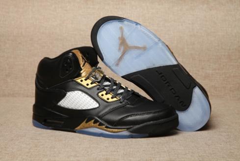 Nike Air Jordan V Men Shoes Black Gold 136027