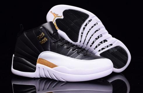 Nike Air Jordan XII 12 Retro Black White Gold Men Shoes 136001 016