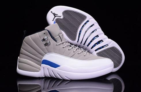 Nike Air Jordan XII 12 Retro Grey White Blue Men Shoes 130690 007