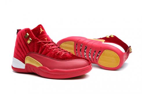 Nike Air Jordan XII 12 Retro Velvet red white yellow Women Shoes