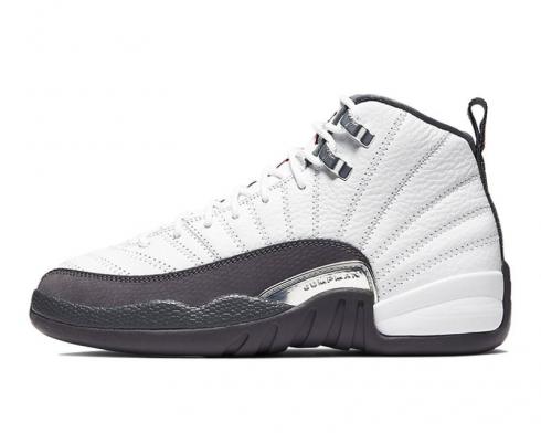 Jordan 12 Retro White BG Dark Grey Basketball Shoes Mens 153265-160
