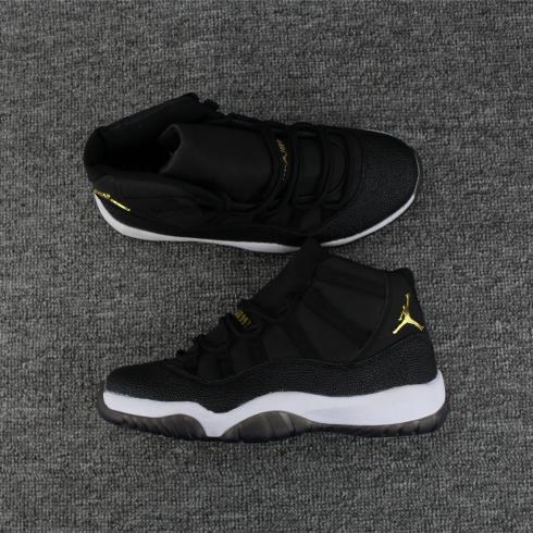 Air Jordan 11 Unisex Shoes Black White Gold