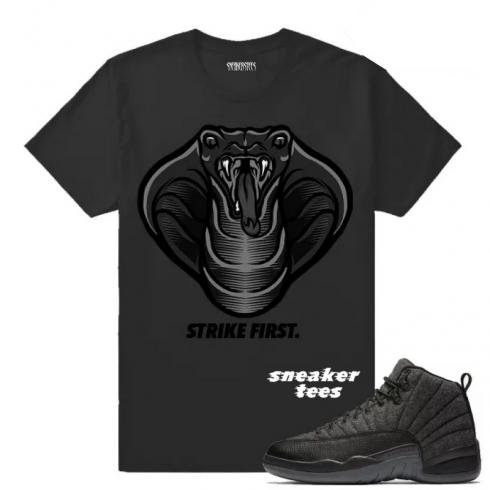 Match Wool 12 Jordan Retro Strike First Cobra Dark Grey T-shirt