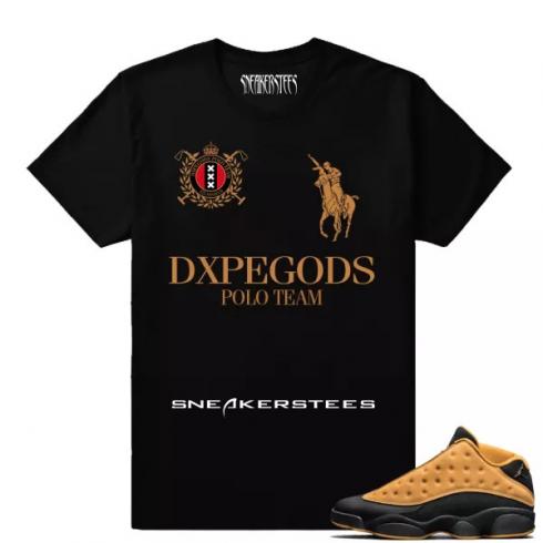 Match Air Jordan 13 Chutney Dxpe Gods Polo Team Black T shirt