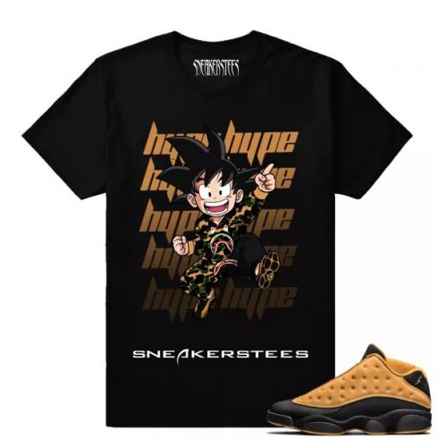 Match Air Jordan 13 Chutney Hype Beast Goku Black T shirt