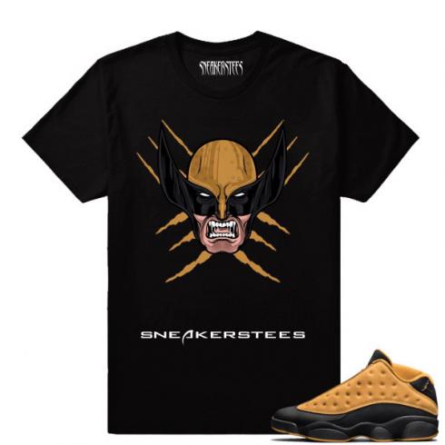Match Air Jordan 13 Chutney Wolverine Black T shirt