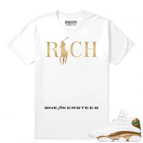 Match Air Jordan 13 DMP Country Club Rich White T shirt
