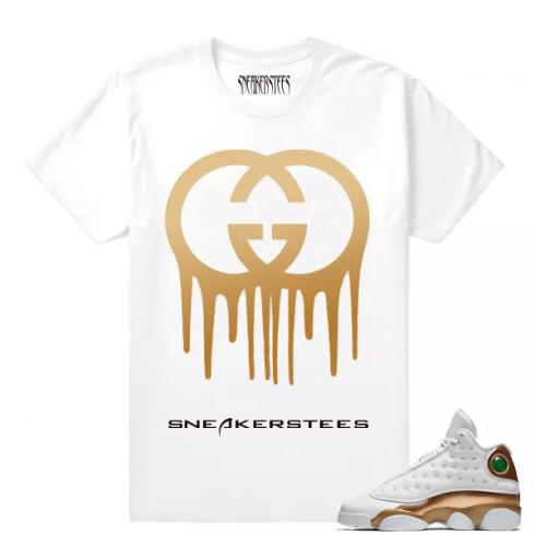 Match Air Jordan 13 DMP Gucci Drip White T shirt