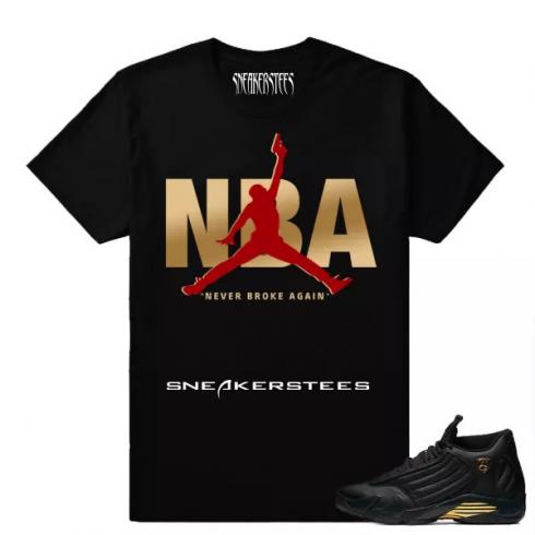 Match Air Jordan 14 DMP NBA Never Broke Again Black T shirt
