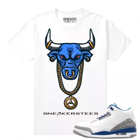 Match Jordan 3 True Blue OG OG Bull White T shirt