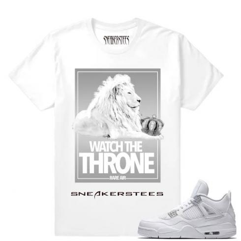 Match Air Jordan 4 Pure Money Watch the Throne White T shirt