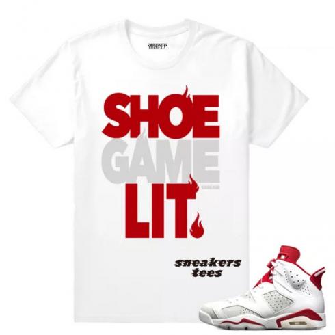 Match Jordan 6 Alternate Shoe Game Lit White T-shirt