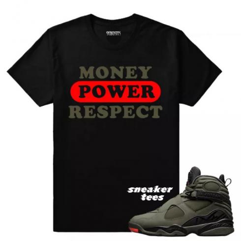 Match Jordan 8 Take Flight Money Power Respect Black T-shirt