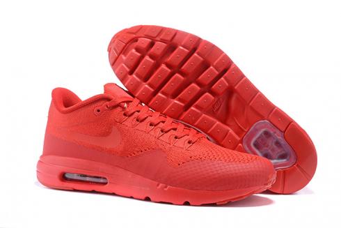 Nike Air Max 1 Ultra Flyknit Men Women Lifestyle Running Shoes Crimson Red White 843384-601