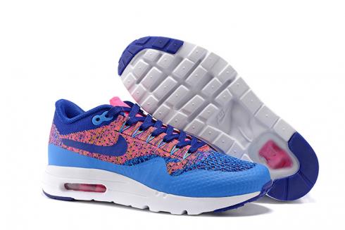 Nike Air Max 1 Ultra Flyknit Womens Running Shoes Photo Blue Navy Pink Womens Sneakers Trainers 843387-400