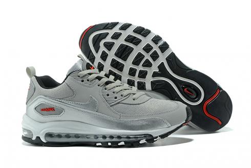 Nike Air Max 90+97 Running Shoes Unisex Grey Silver Red