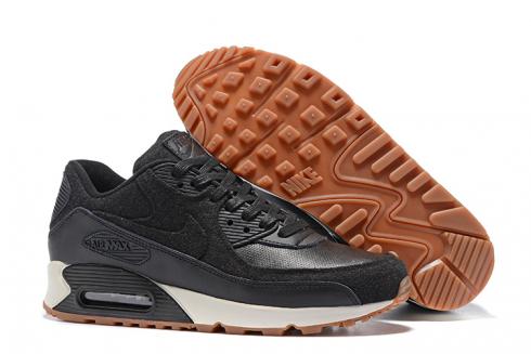 Nike Air Max 90 LTHR men black and white running shoes 700155-001
