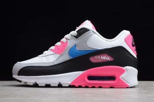 2019 Nike Womens Air Max 90 Leather White Pink Blue Black 833376 107