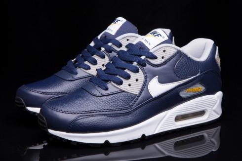 Nike Air Max 90 Essential Leather Obsidian White Wolf Grey Gold Loden 652980-400