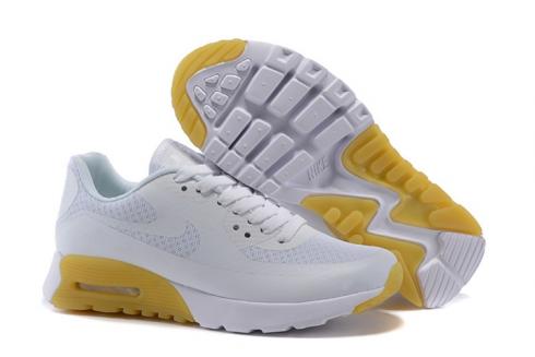 Nike Air Max 90 Ultra BR Womens Shoes All White Yellow 725061-006