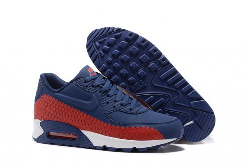 Nike Air Max 90 Woven Men Training Running Shoes Navy Blue Red White 833129-007